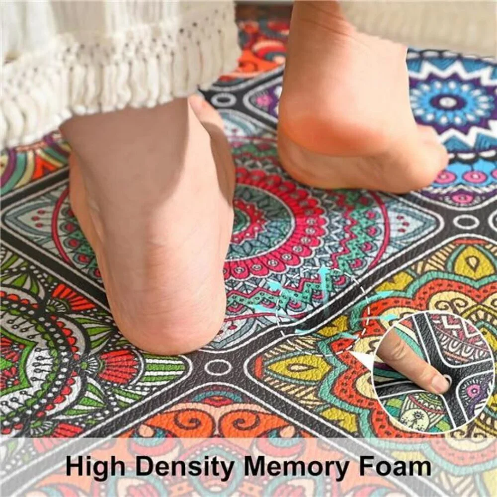 Boho Anti Fatigue Kitchen Mat Cushioned Waterproof Floor Rug Non Slip 20x32